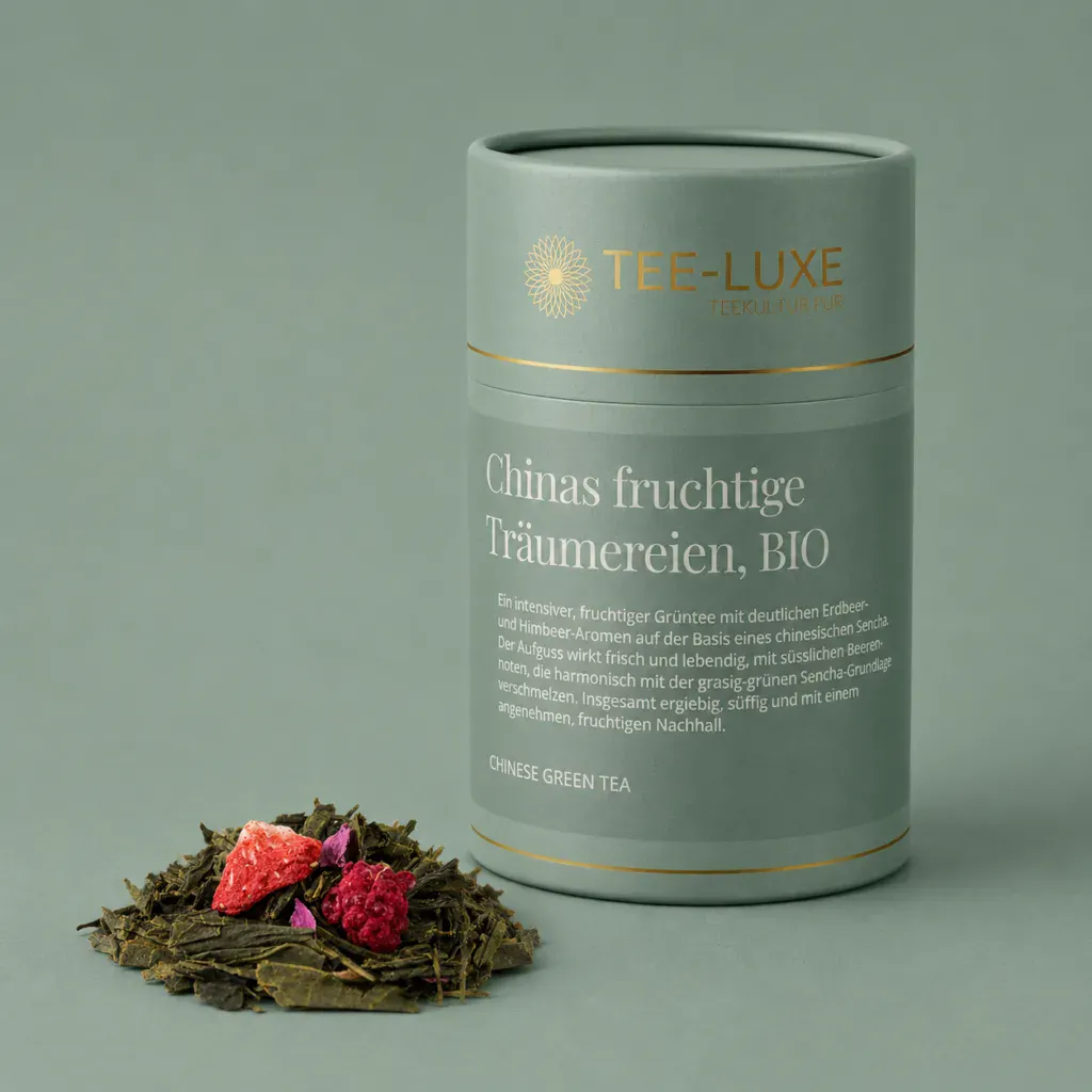 Grüner Tee – Chinas fruchtige Träumereien, BIO – 100 g - Verpackung mit losem Tee