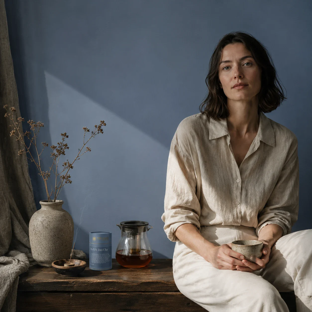 Tee-Luxe Pu Erh Tuo Cha Teedose in ruhiger Lifestyle-Szene