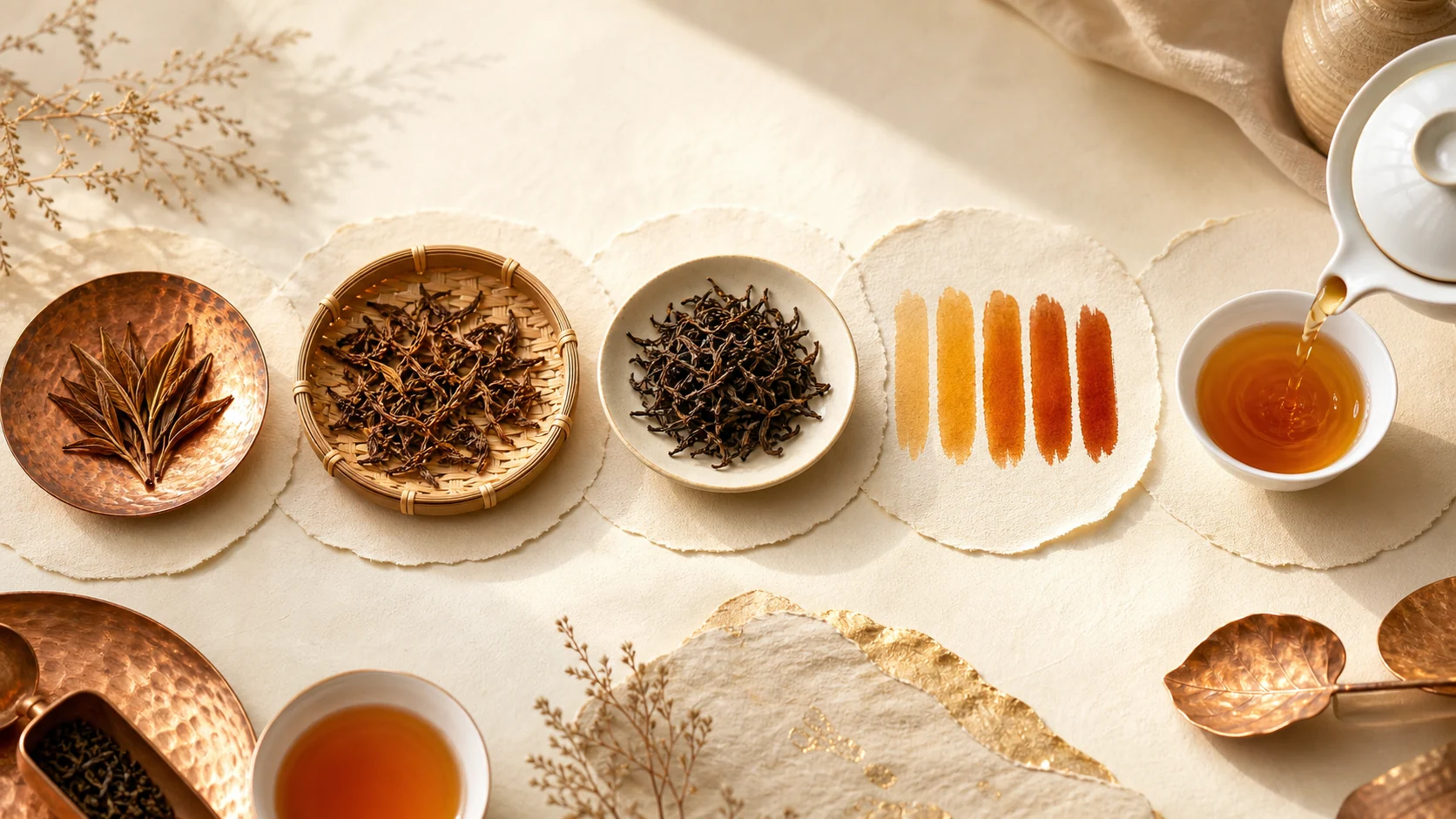 Helle ChatGPT 2.0 Illustration zur Verarbeitung und Zubereitung von Ceylon Schwarztee